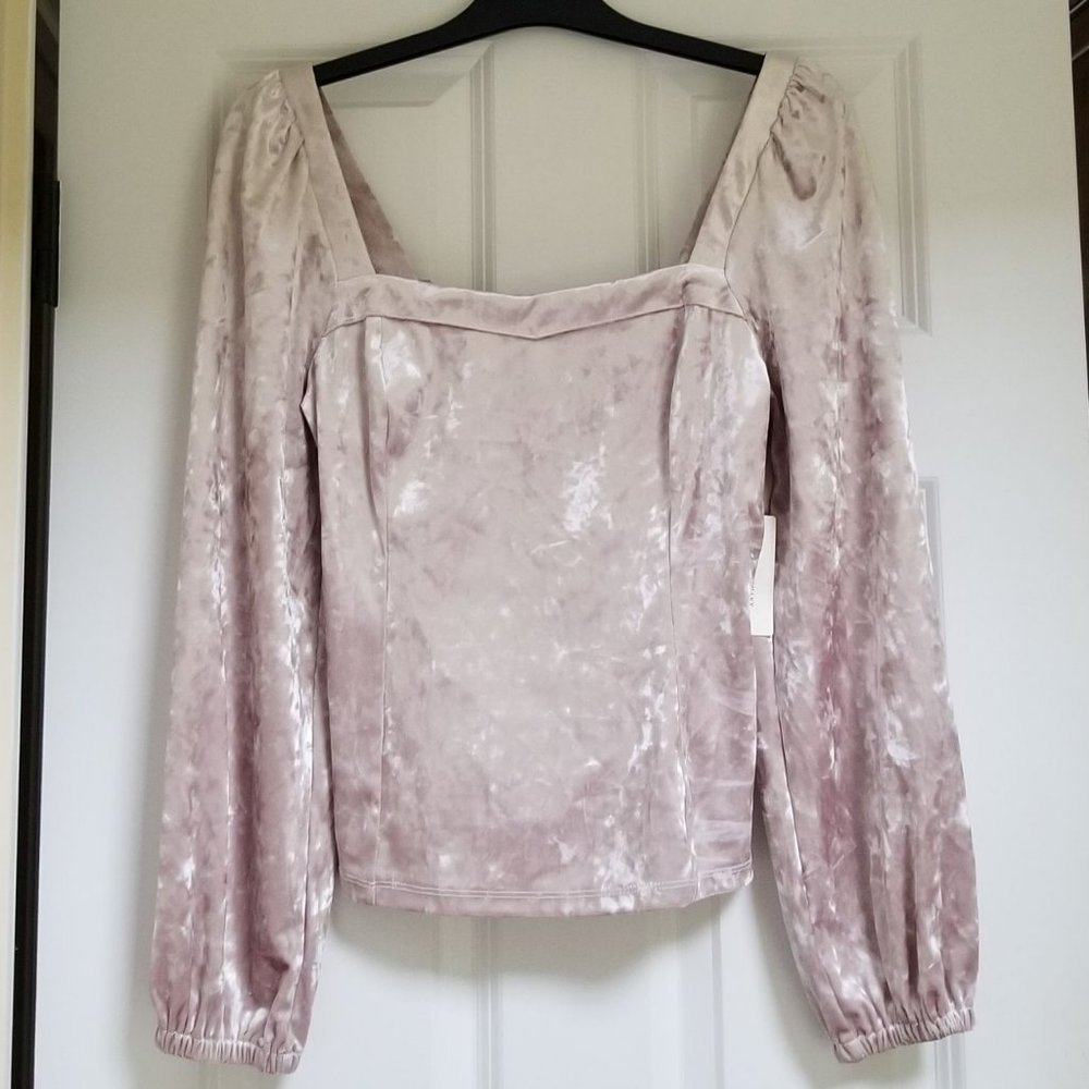 Anthropologie Jessima Square Neck Crushed Velvet Top - Picture 3 of 16
